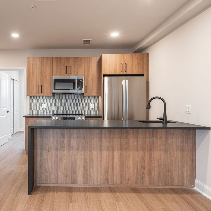 Stainless steel GE appliances in kitchen